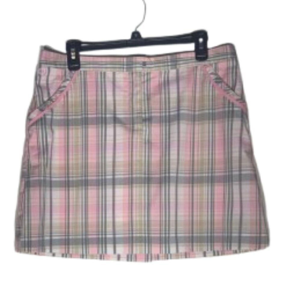 Izod Golf Classix Cool FX Pink and Gray Plaid Skort Size 10